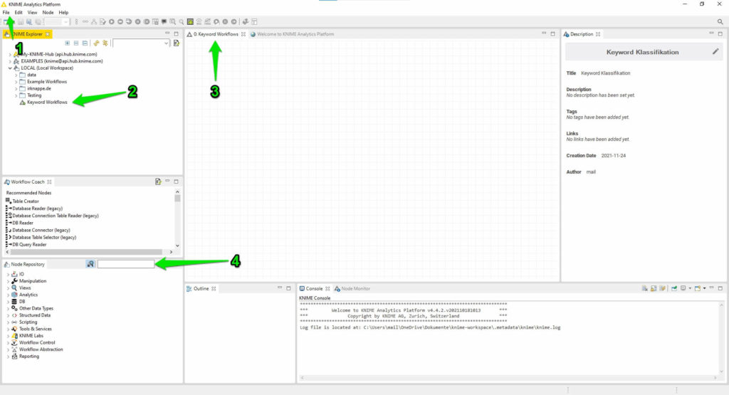 Knime Workflow Editor für SEO Automatisierung